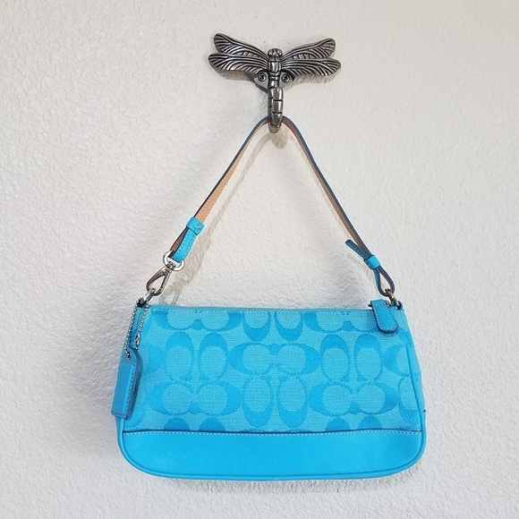 Coach Y2K 90's Turquoise Signature C Demi Shoulder Bag w/Dustbag - Picture 1 of 16